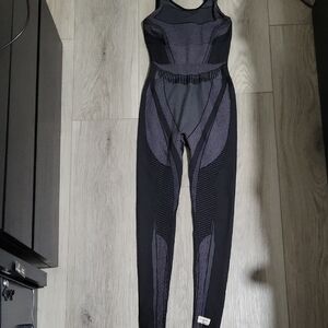 The Giving Movement Small Stylish Fitted Black and Gray Jumpsuit